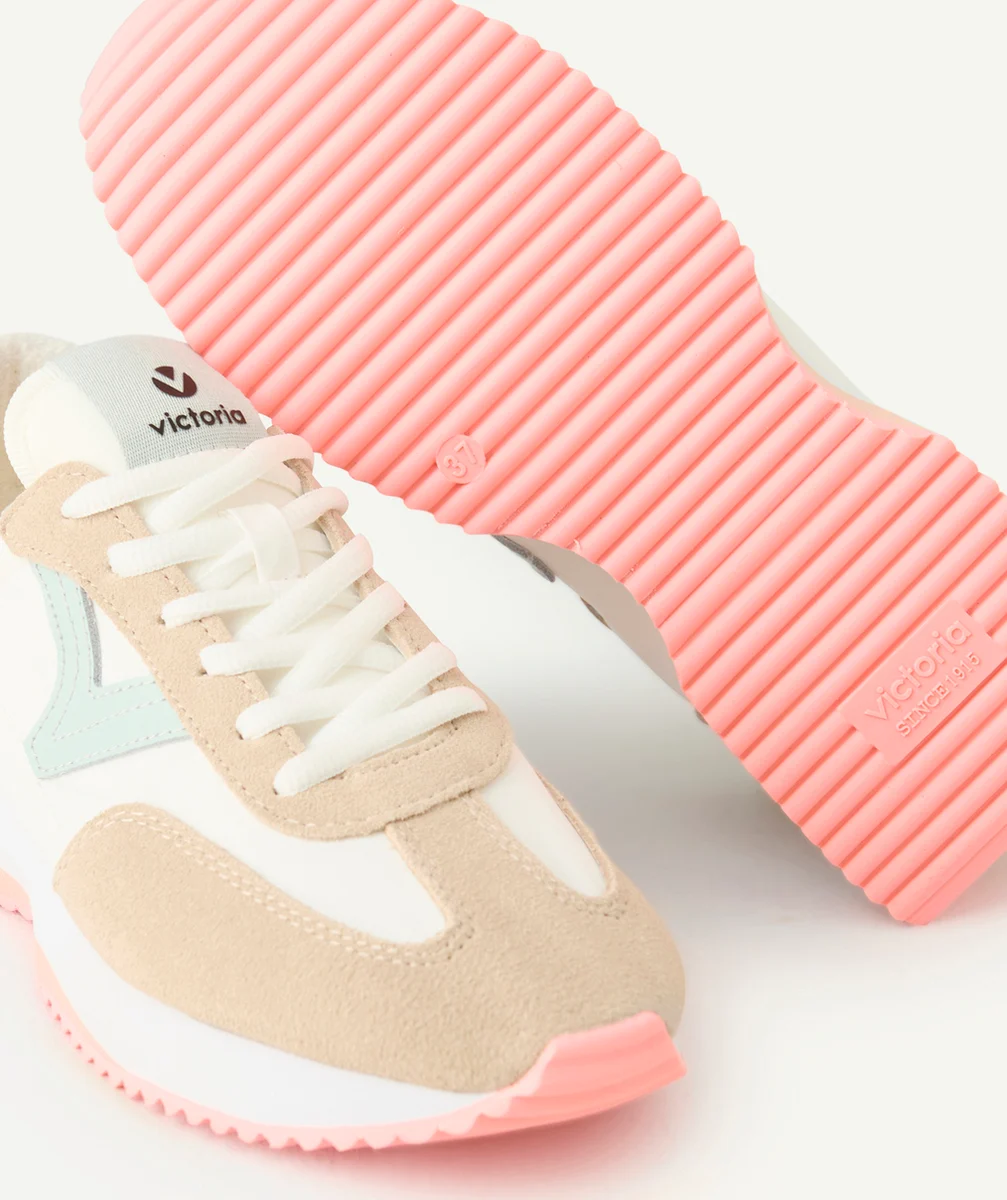 VICTORIABASKETS FILLE COSMO BLANCHES AVEC DÉTAILS JAUNE ET BLEU
