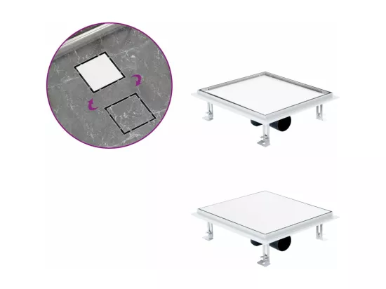 Prolenta Premium - Drain de douche avec couvercle 2 en 1 28x28 cm Acier inoxydable