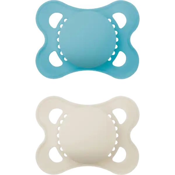 Schnuller Original Silikon, 0-6 Mon., blau / beige