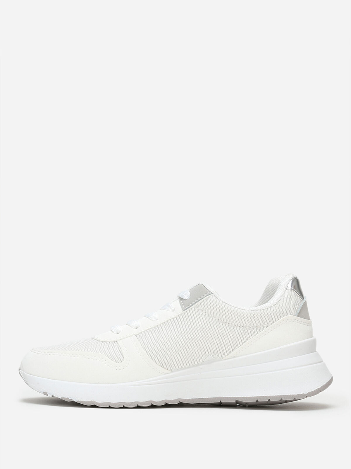 Baskets running en simili à zip- Blanc