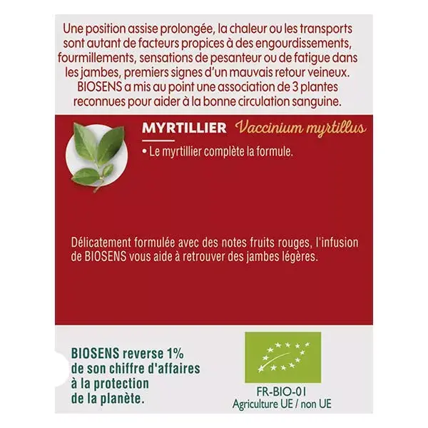 Biosens Infusion Jambes Légères Bio 30g