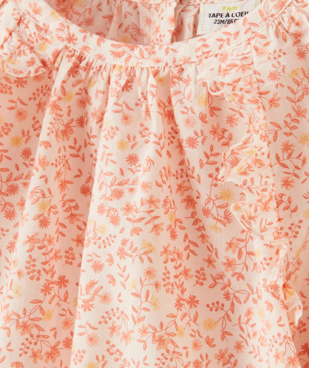 BLOUSE BÉBÉ FILLE EN COTON FLEURIE ROSE