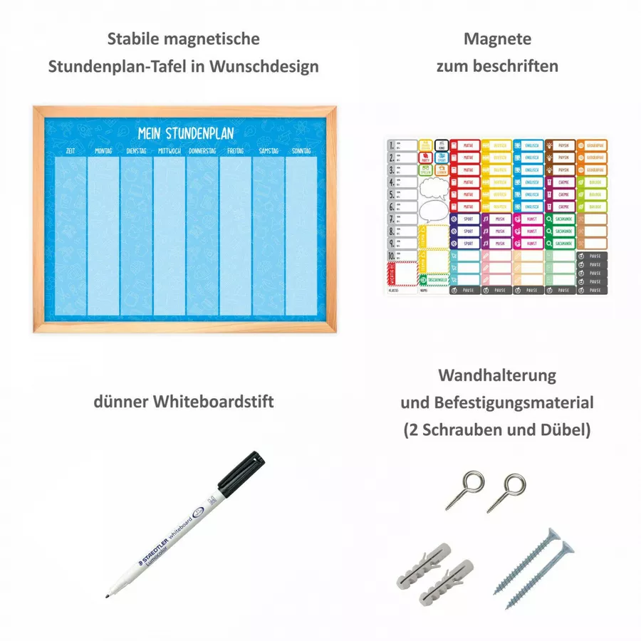 Nikima Stundenpläne magnetischer Stundenplan Pferde rosa mit 90 Magneten rosa