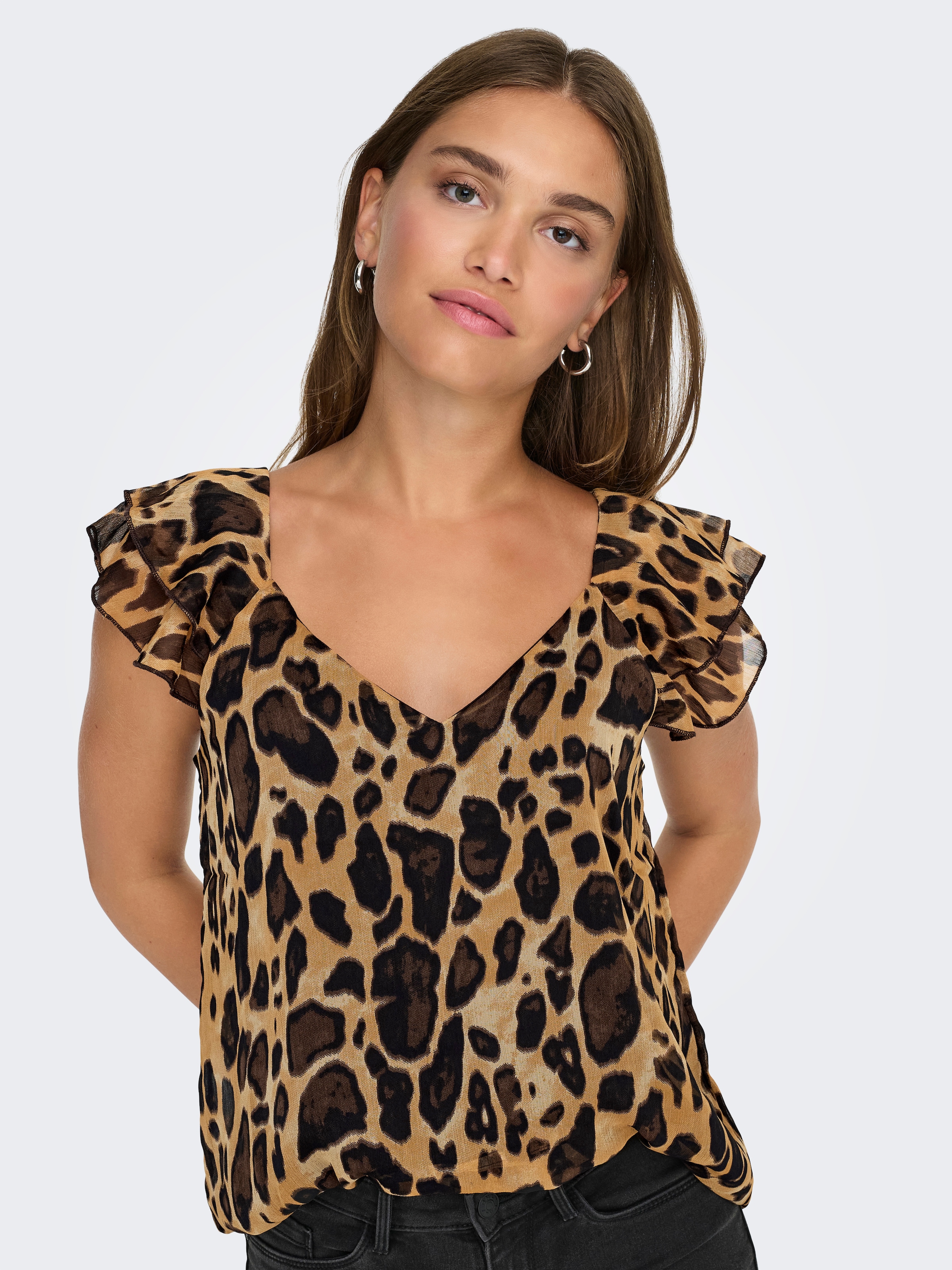 ONLY Blusenshirt »ONLASTA LIFE CAPSLEEVE V-NECK TOP PTM«
