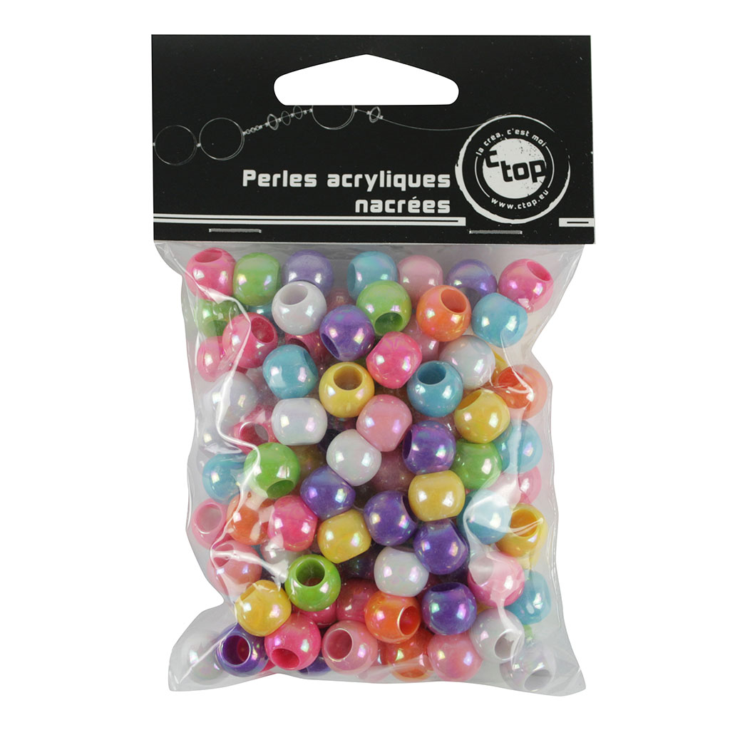 Sachet de 108 perles acryliques nacrées