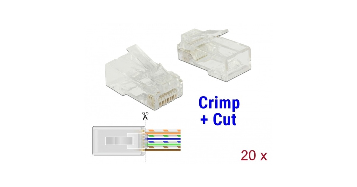 DeLOCKRJ45 Crimp+Cut Plug Cat.6 UTP stekker  (Transparant, 20 stuks)