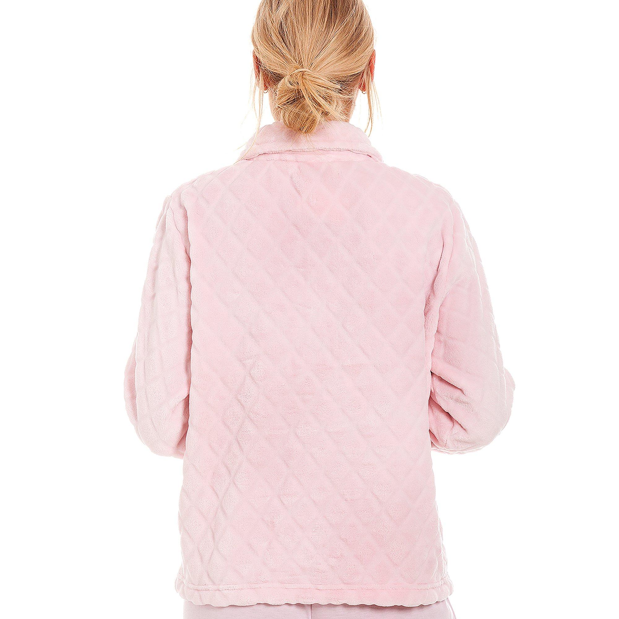 Camille Supersoft Fleece Diamond Print Bed Jacket with Pockets
