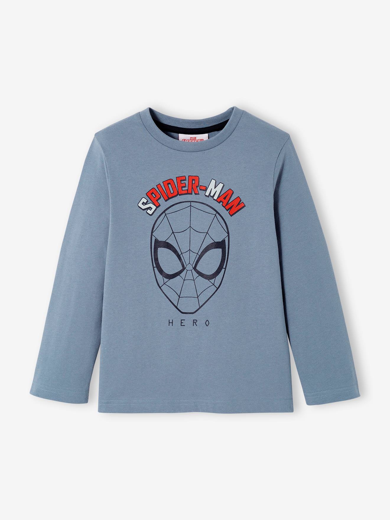 Camiseta lisa azul-clara de manga comprida do Homem-Aranha® com estampas.