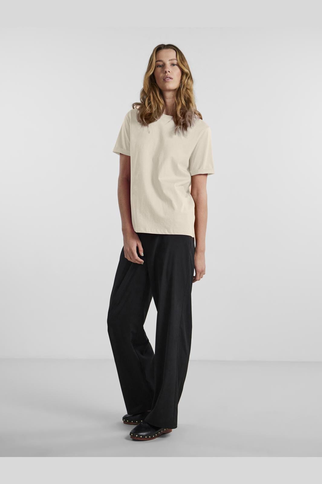 Pieces Pcria Ss Fold Up Solid Tee 3591265 birch