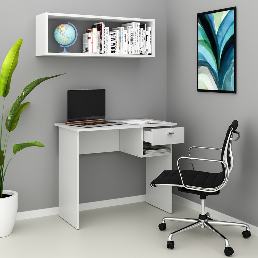 VICCO Schreibtisch COLIN Weiß Arbeitstisch Bürotisch Regal PC Tisch Schublade