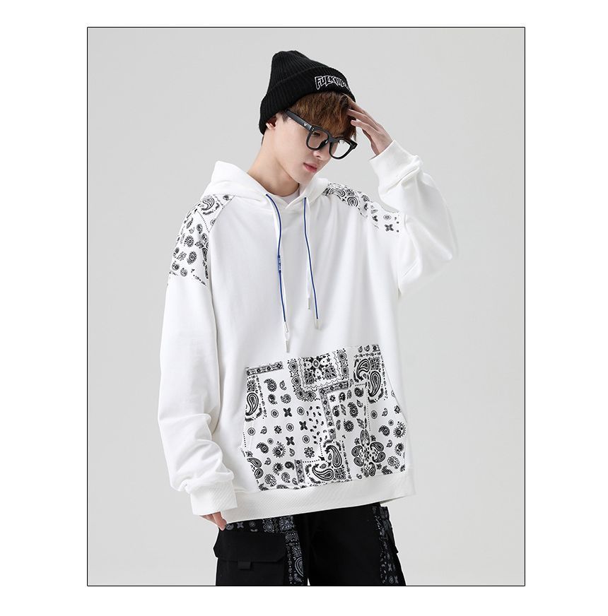 Dandyluxe - Hoodie met paisleyprintpaneel