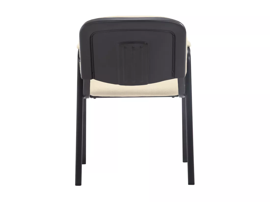 Chaise de conférence - Tissu & Métal noir mat - Crème - Ken Pro