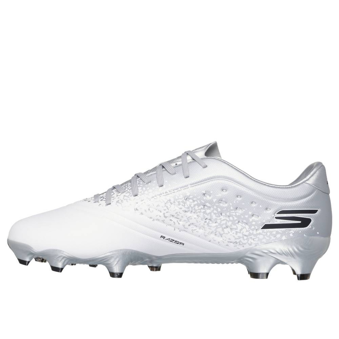 Skechers Razor 1.5 Academy Gras Voetbalschoenen (FG) Wit Zilver Zwart
