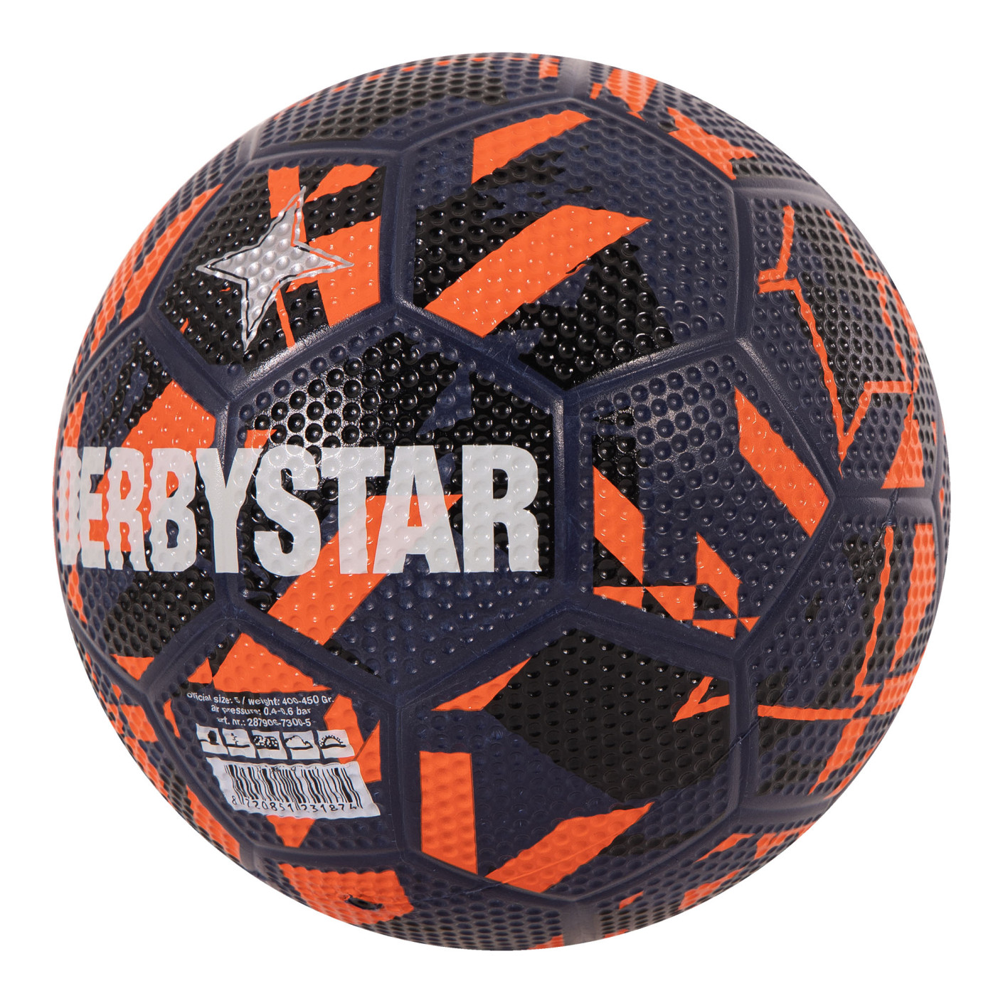 Derbystar Straatvoetbal Maat 5 Donkerblauw Oranje Zilver