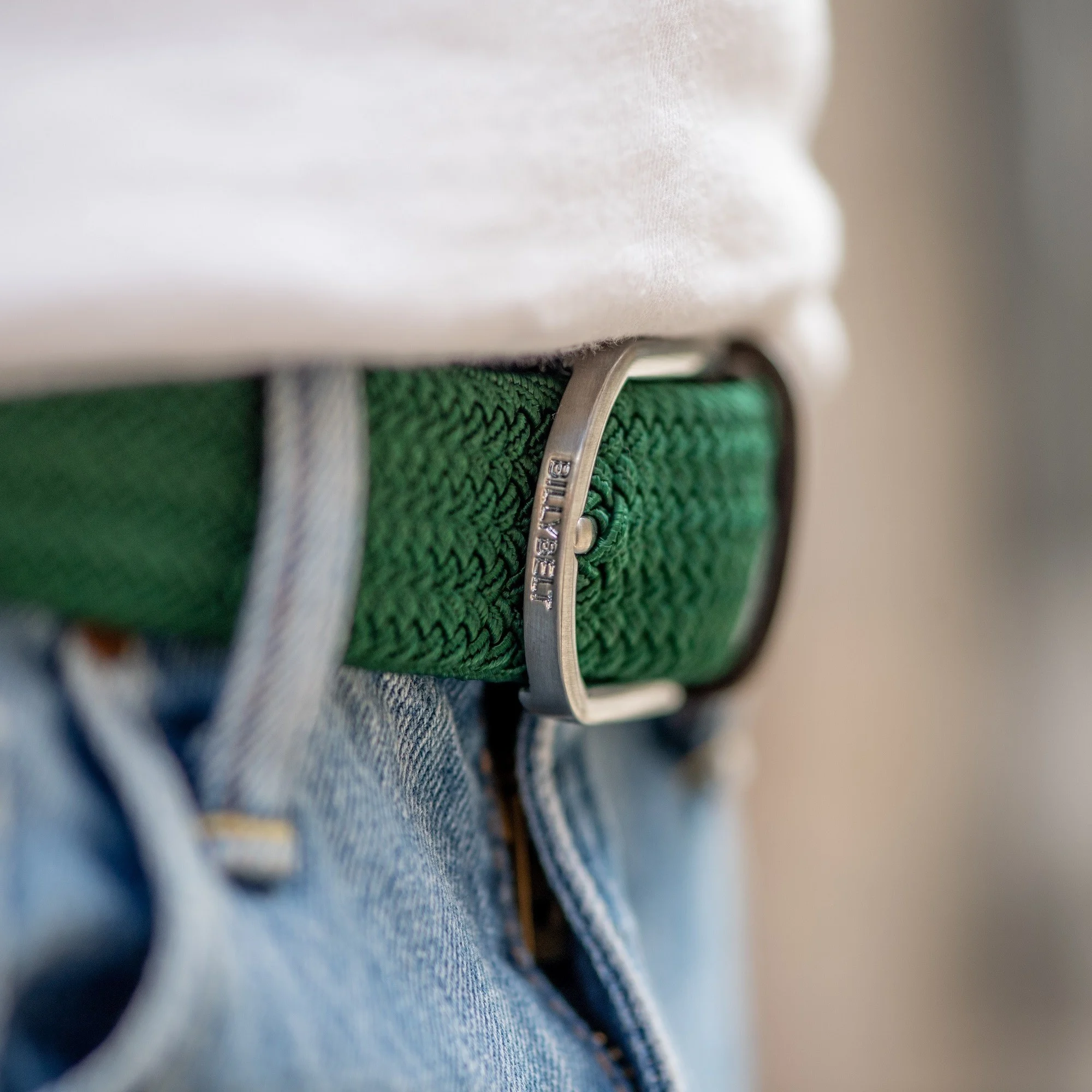VERT IMPERIAL - Ceinture tressée élastique unie | Vert