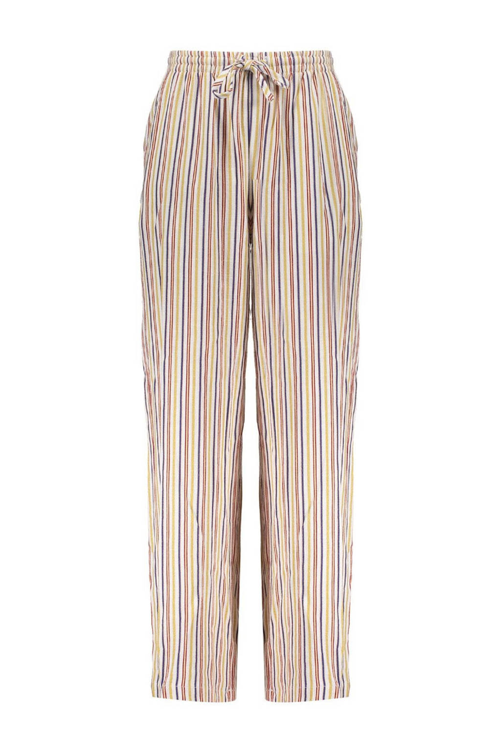 Frankie&Liberty gestreepte straight fit broek roze/paars/wit