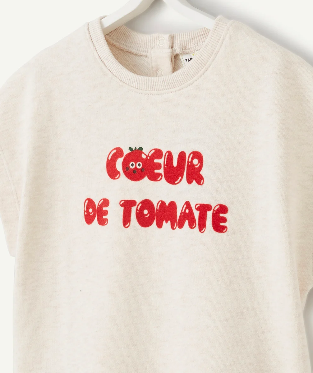 T-SHIRT BÉBÉ FILLE EN COTON BIO AVEC MESSAGE ROUGE TOMATE