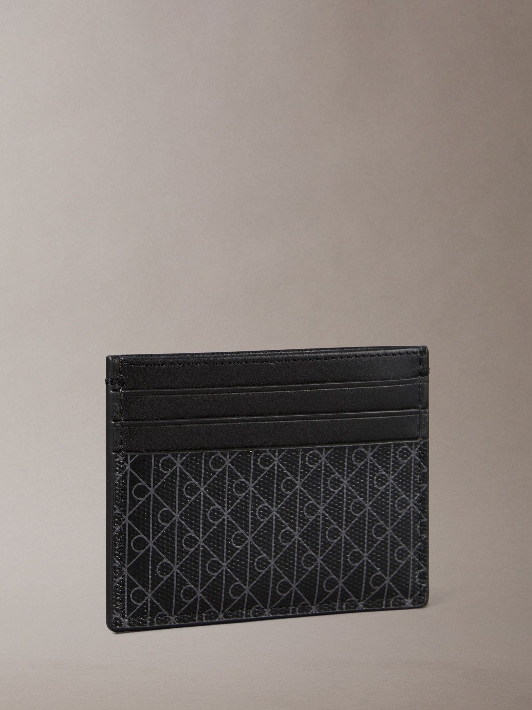 Zwart - Calvin Klein Allover Monogram Logo Card Holder
