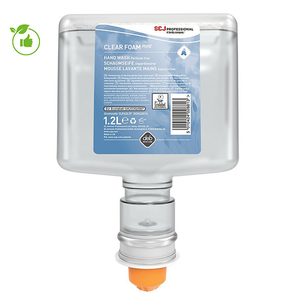 Mousse lavante Clear Foam Pure, corps et mains, le lot de 3 cartouches de 1,2 L