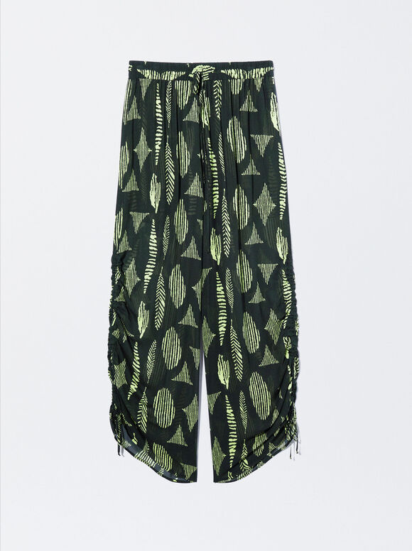 Calças fluidas estampadas - Multicor