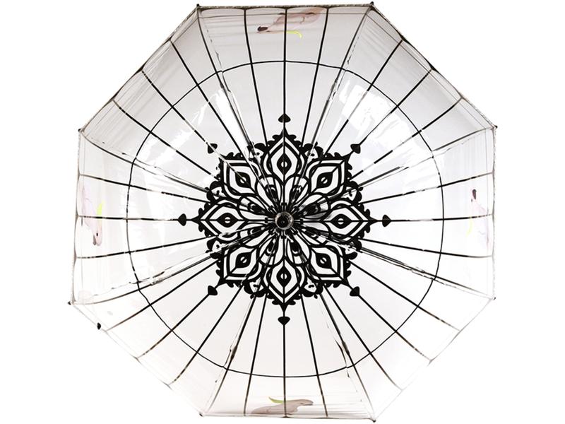 Esschert Design Schirm Vogelkäfig Rosa/Schwarz/Transparent Transparenter Regenschirm