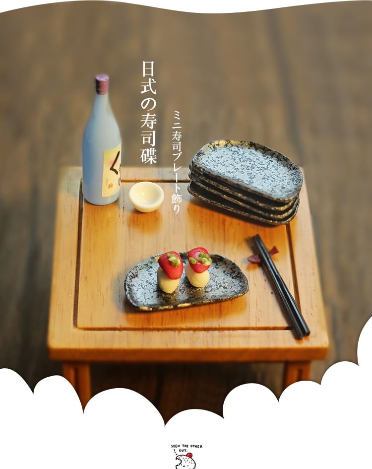 Ffeluro - Set van 3: Sushischaal + Schotel + Eetstokjes Rest Poppenhuis Miniatuur