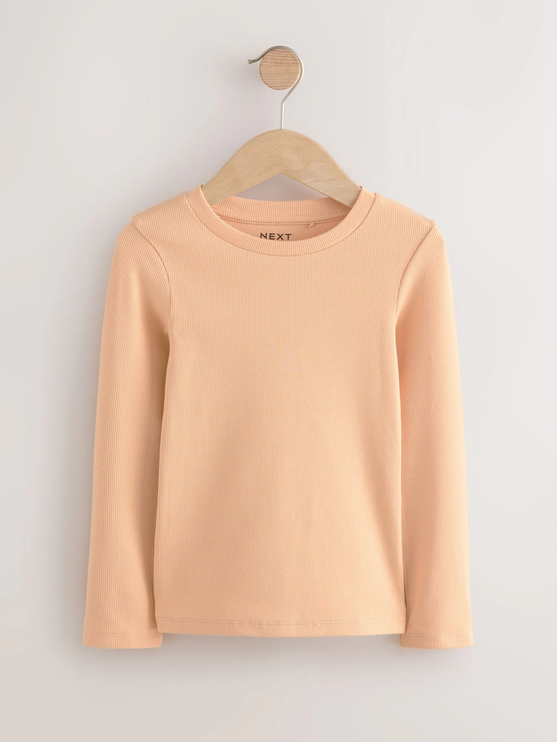 Roze/oranje - Set van 4 geribbelde T-shirts met lange mouwen (3-16jr)