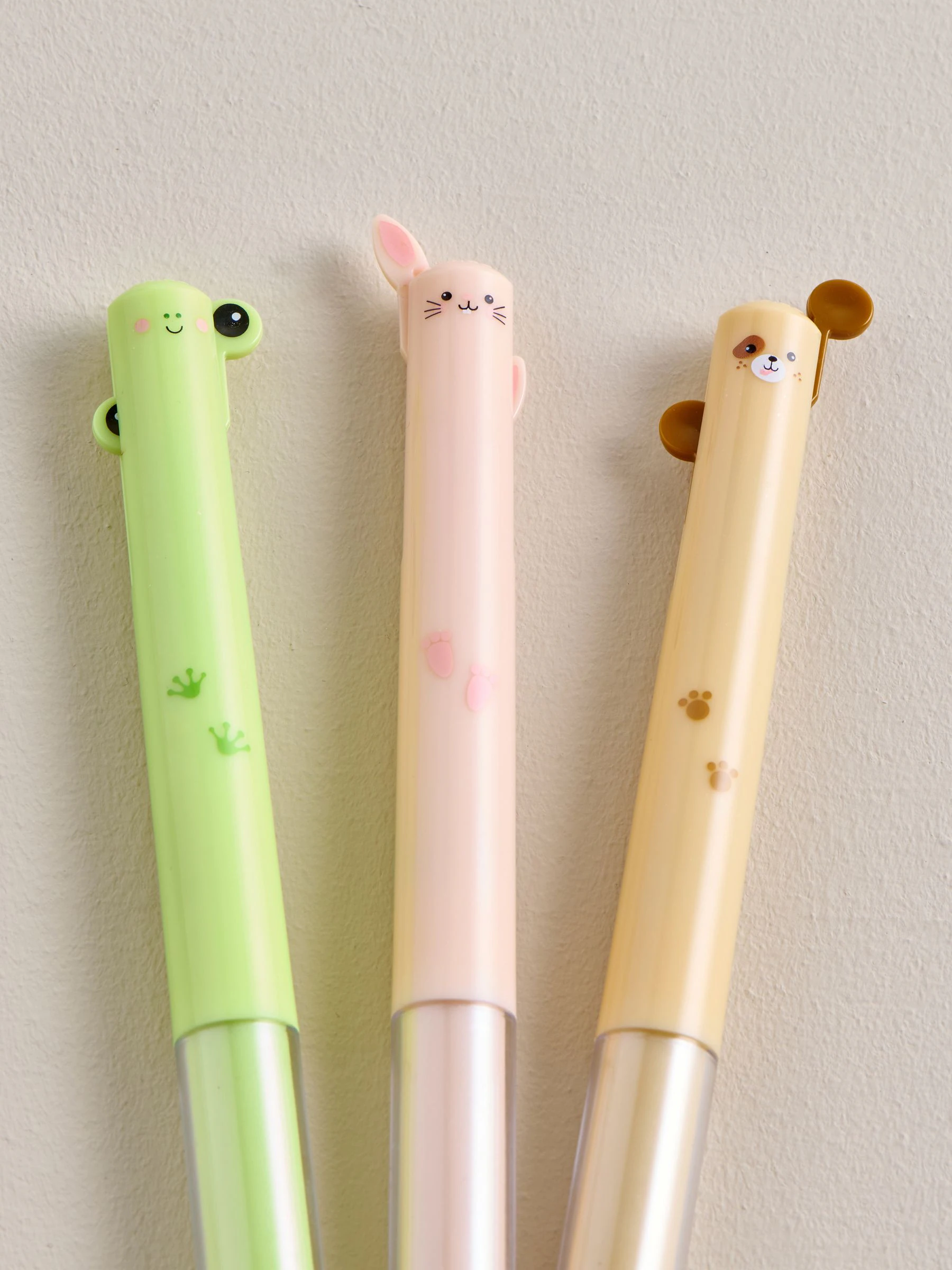 Set van 3 pennen met gekleurde inkt en Animalfiguren