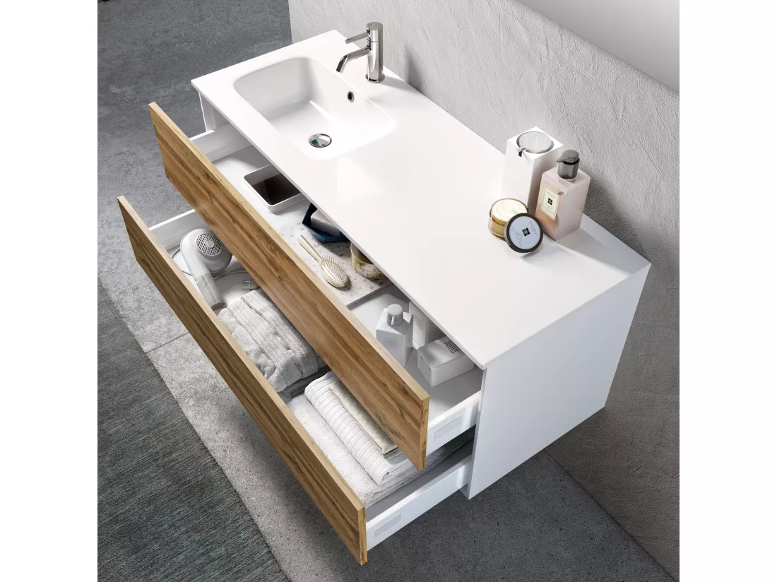 Ensemble de salle de bain vasque SX 4 pièces IGEA chêne miel