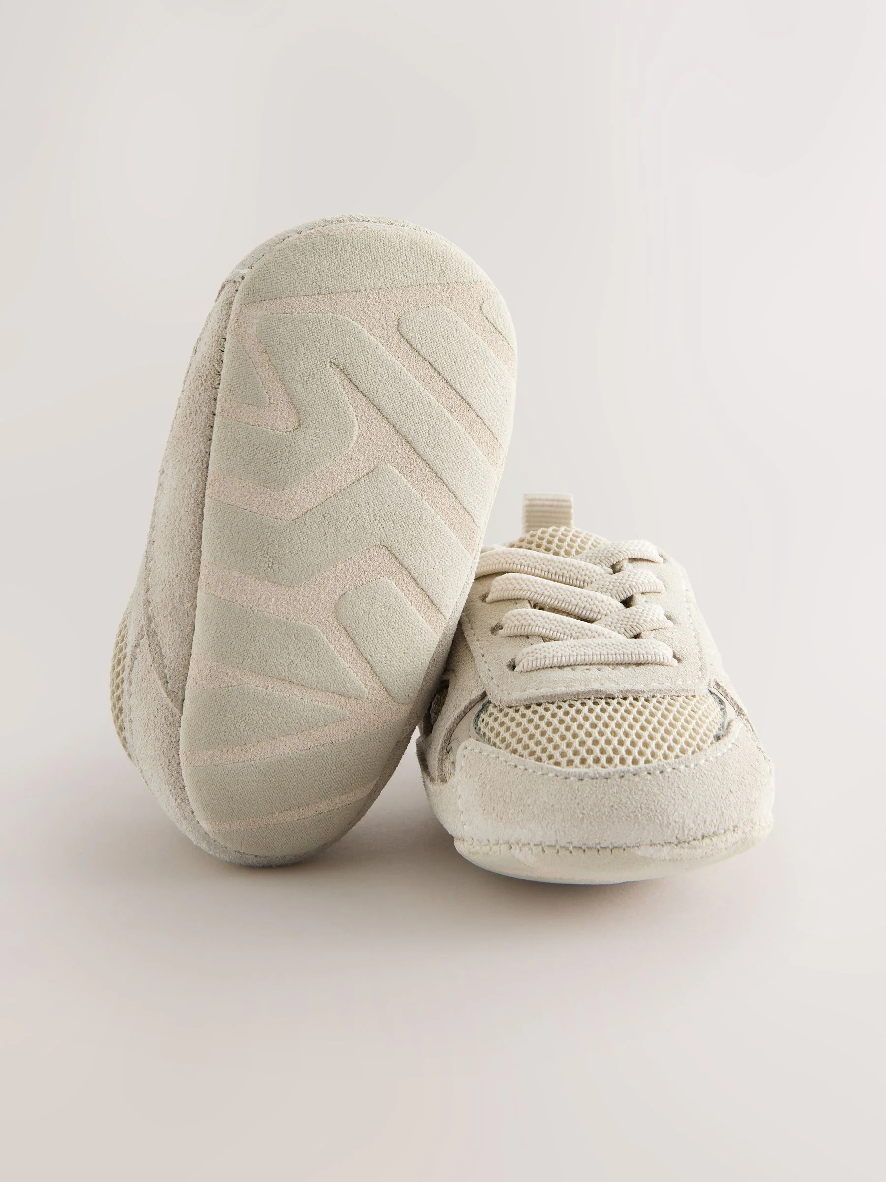 Neutraal - Baby Elastic Lace Slip-Ons Trainers (0-2mths)