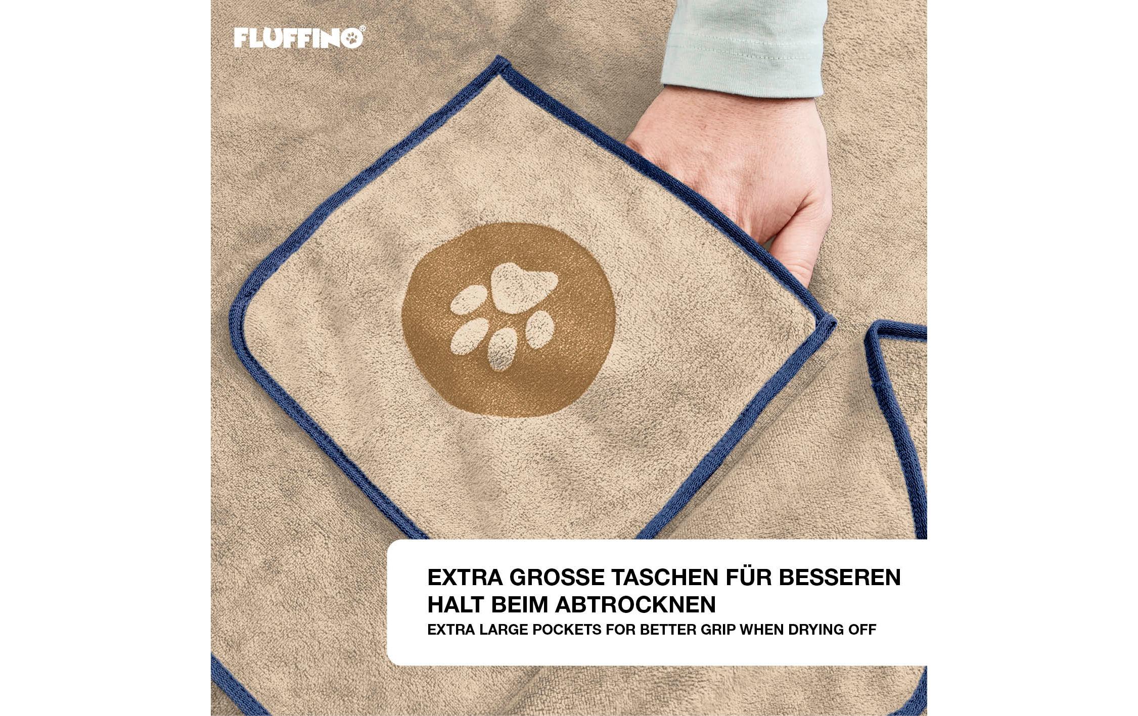 Hundehandtuch-Set, Beige / Blau, LMikrofasergewebe-Handtuch