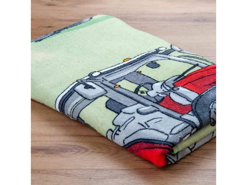 Herding Badetuch Traktor, 75 x 150 cm, Mehrfarbig Kinder-Badetuch aus 100% Baumwolle