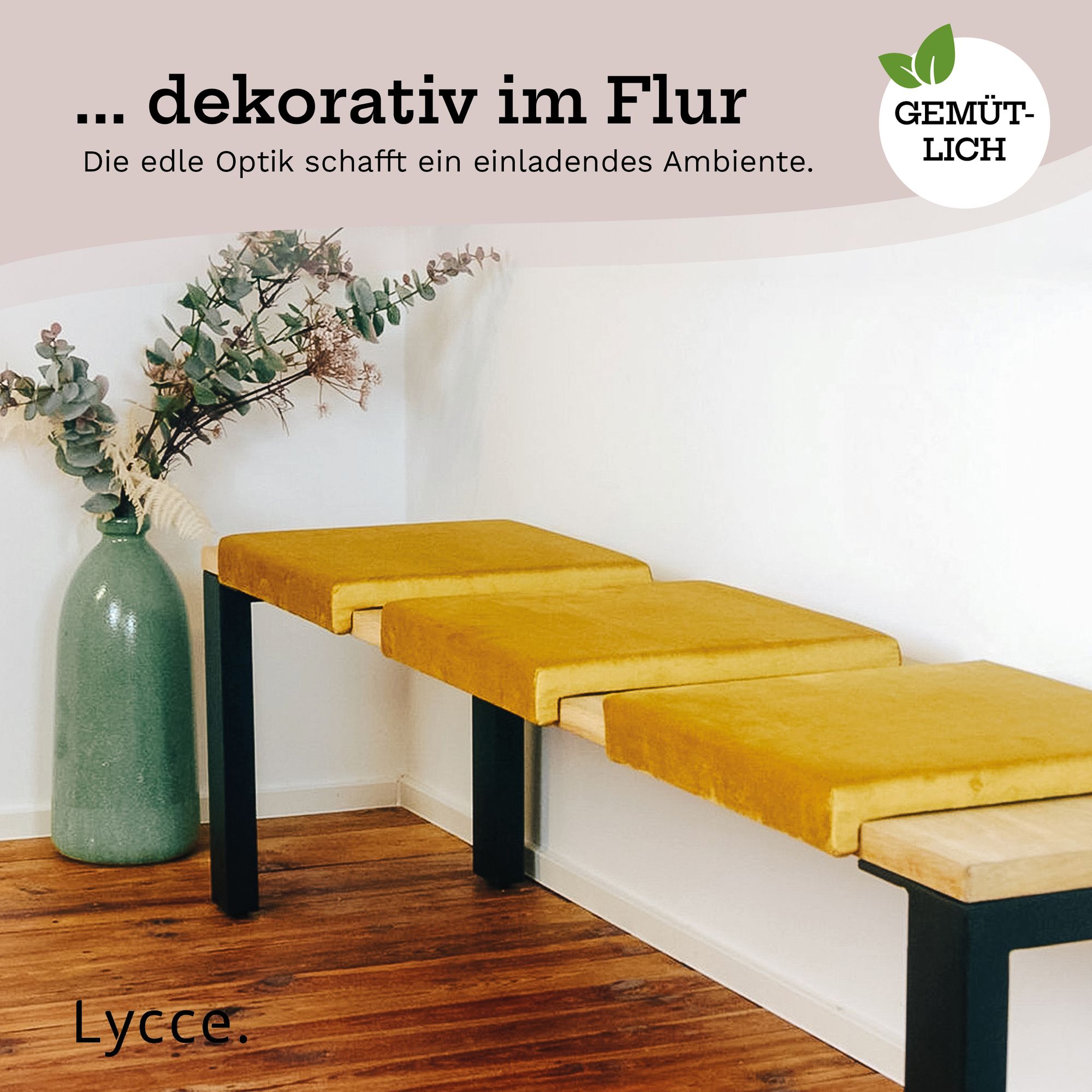 Lycce Klemmkissen / Sitzkissen mit 1 Leiste, Samtbezug FRESH senf oliv
