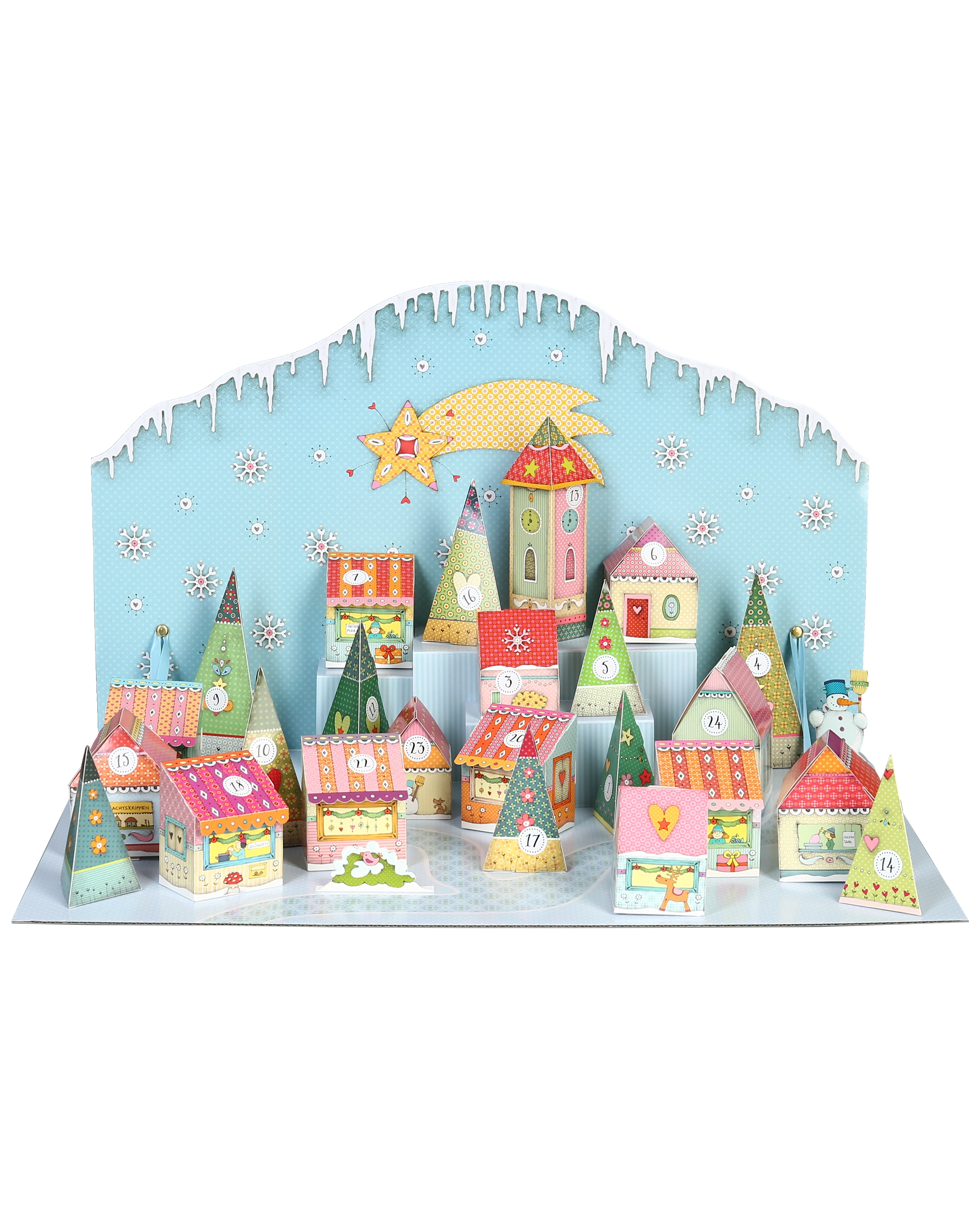 Bastel-Adventskalender DIY DORF befüllbar in bunt