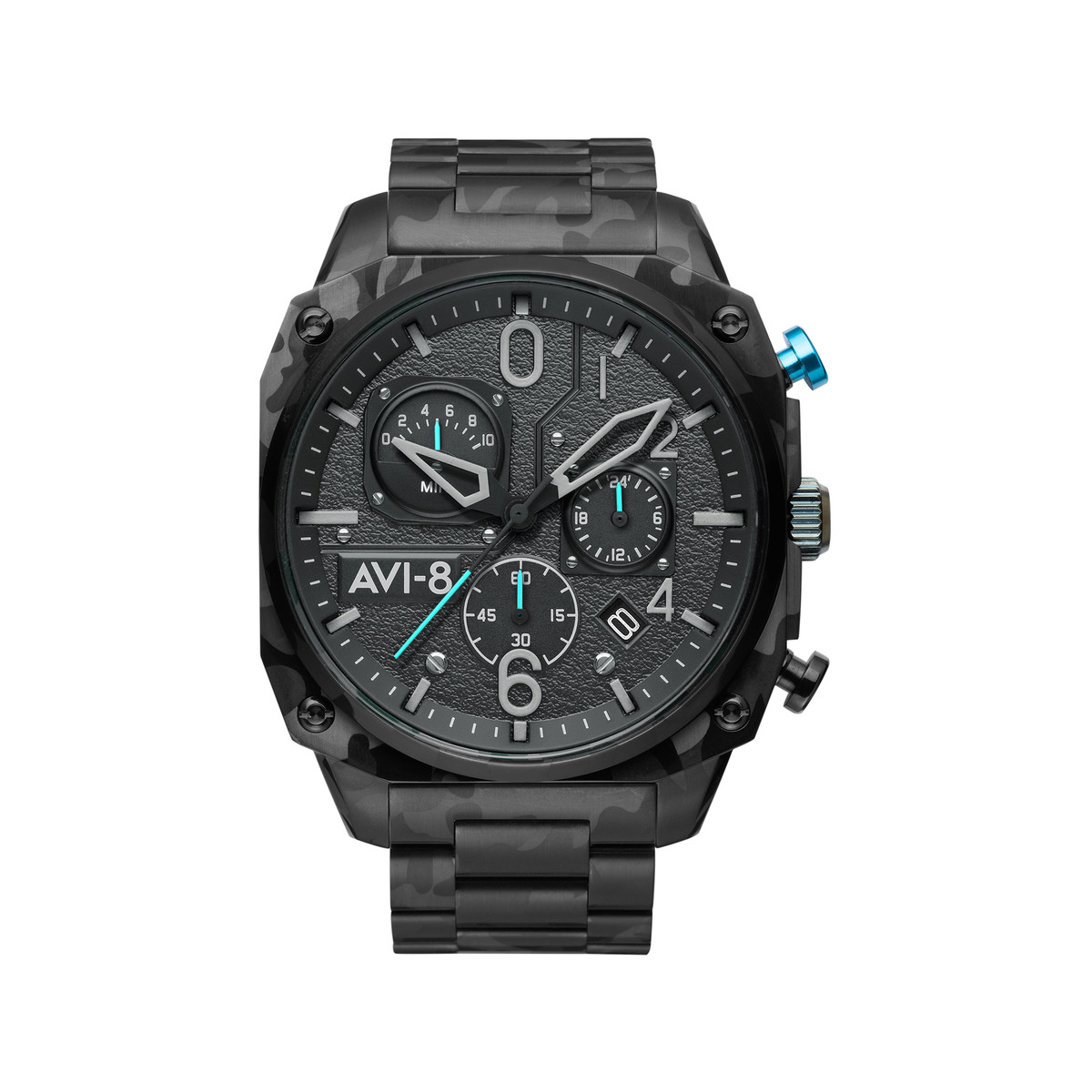 Montre AVI-8 homme chronographe acier noir et gris