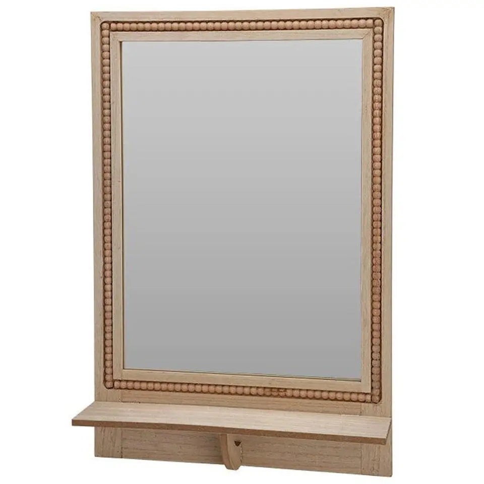 Spiegel met plank - vierkant - MDF - kralen rand - 40 x 10 x 60cm