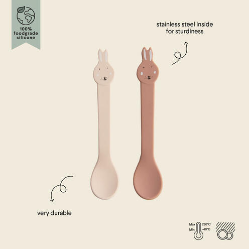 Lot de 2 cuillères silicone Mrs. Rabbit - rose - TRIXIE