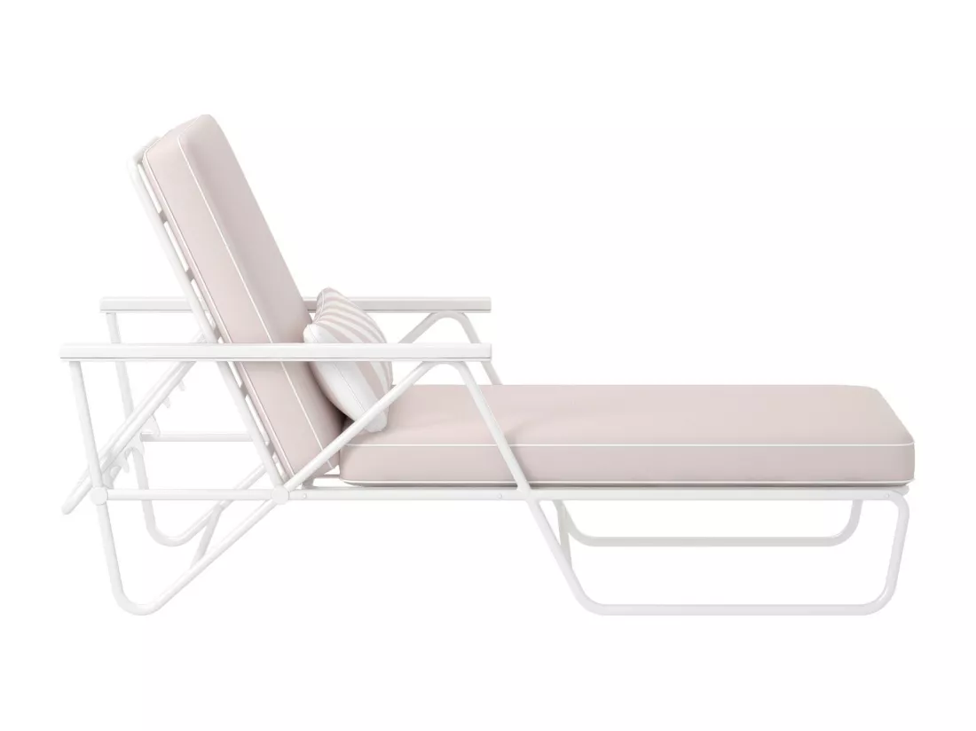 Connie | Chaise longue d'extérieur en oléfine eau de rose et structure en acier