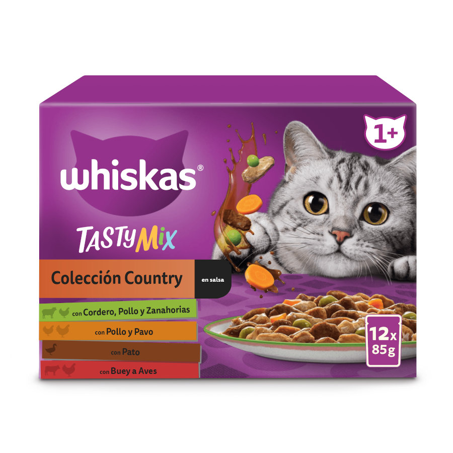 Sachês Whiskas Tasty Mix Country em Molho para Gatos - Pacote com 12
