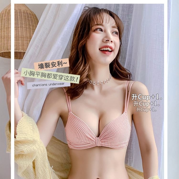 Gecko - Plaid Knot Push Up BH / Panty / Set zonder beugel