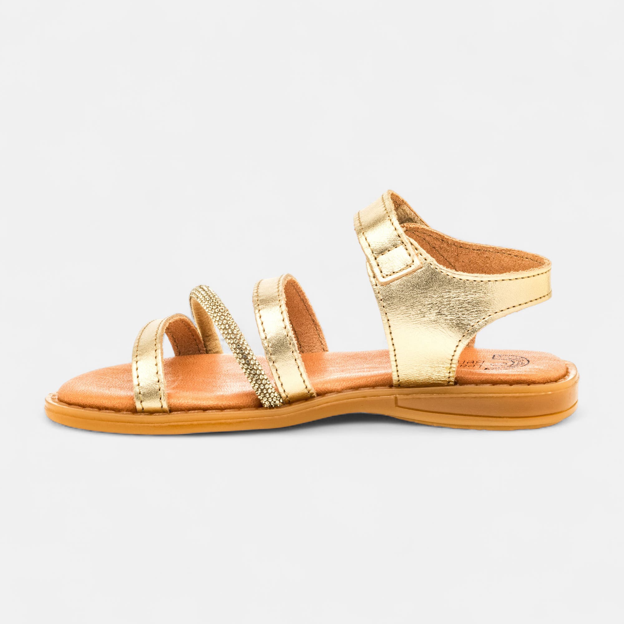 Nu-pieds Fille en cuir or