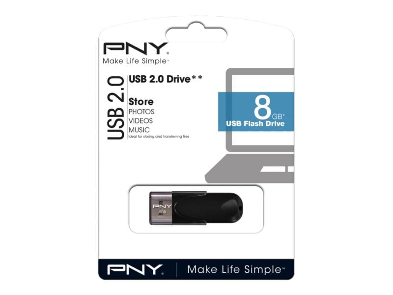 PNY USB-Stick Attaché 4 2.0  8 GB USB-Stick mit 8 GB Speicherkapazität und 25 MB/s Lesegeschwindigkeit