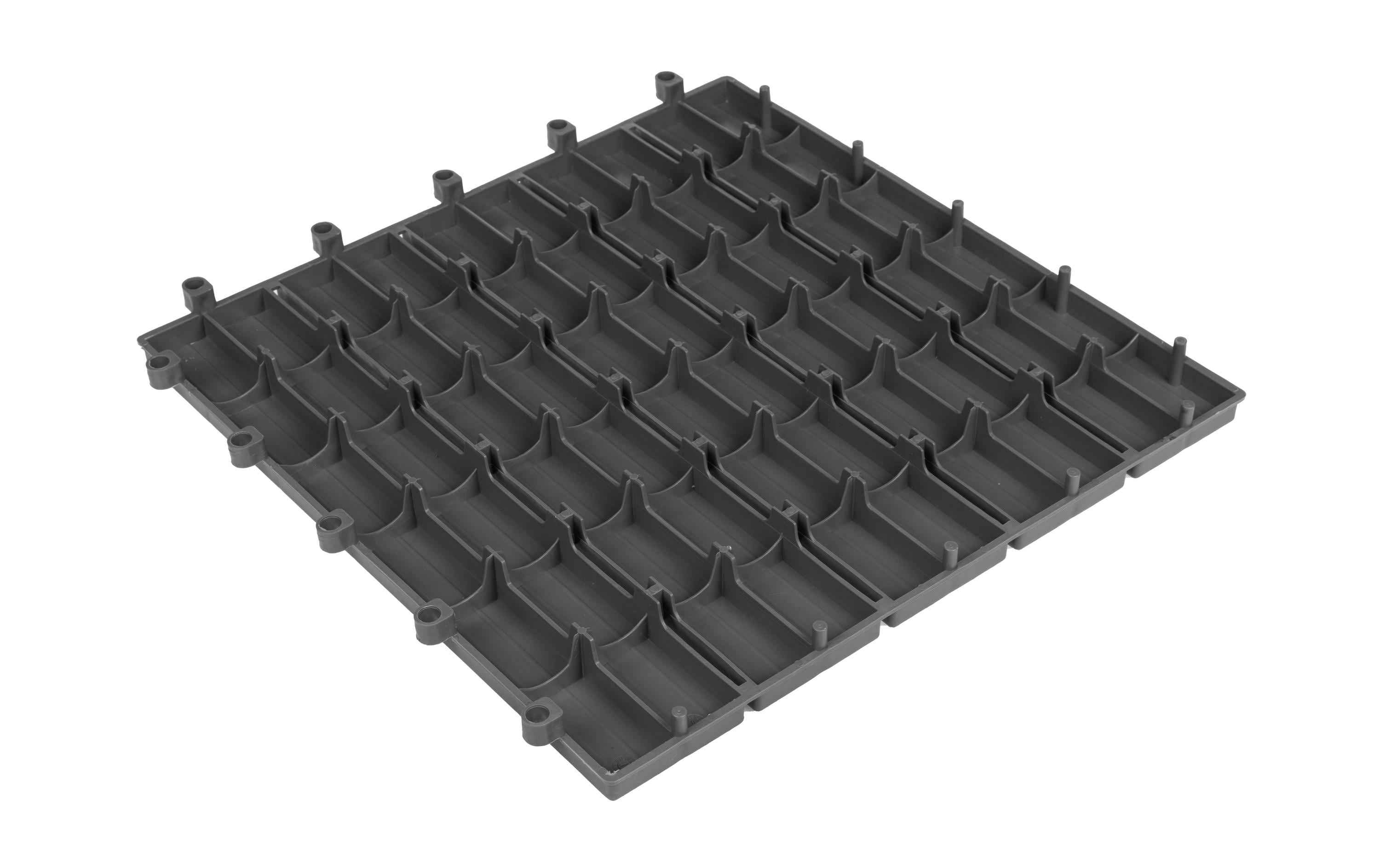 Balkon-& Terrassenplatten Grau, 30 x 30 cm, 6 StückSet aus 6 Kunststoff-Fliesen in Lamellenoptik