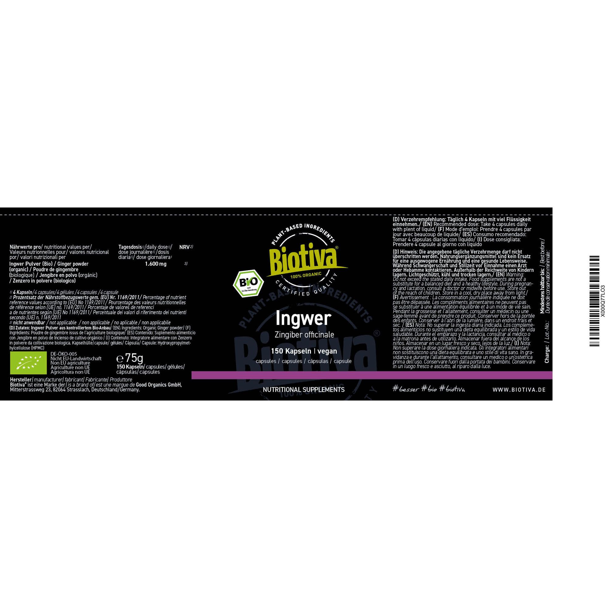 Biotiva Ingwer Kapseln Bio