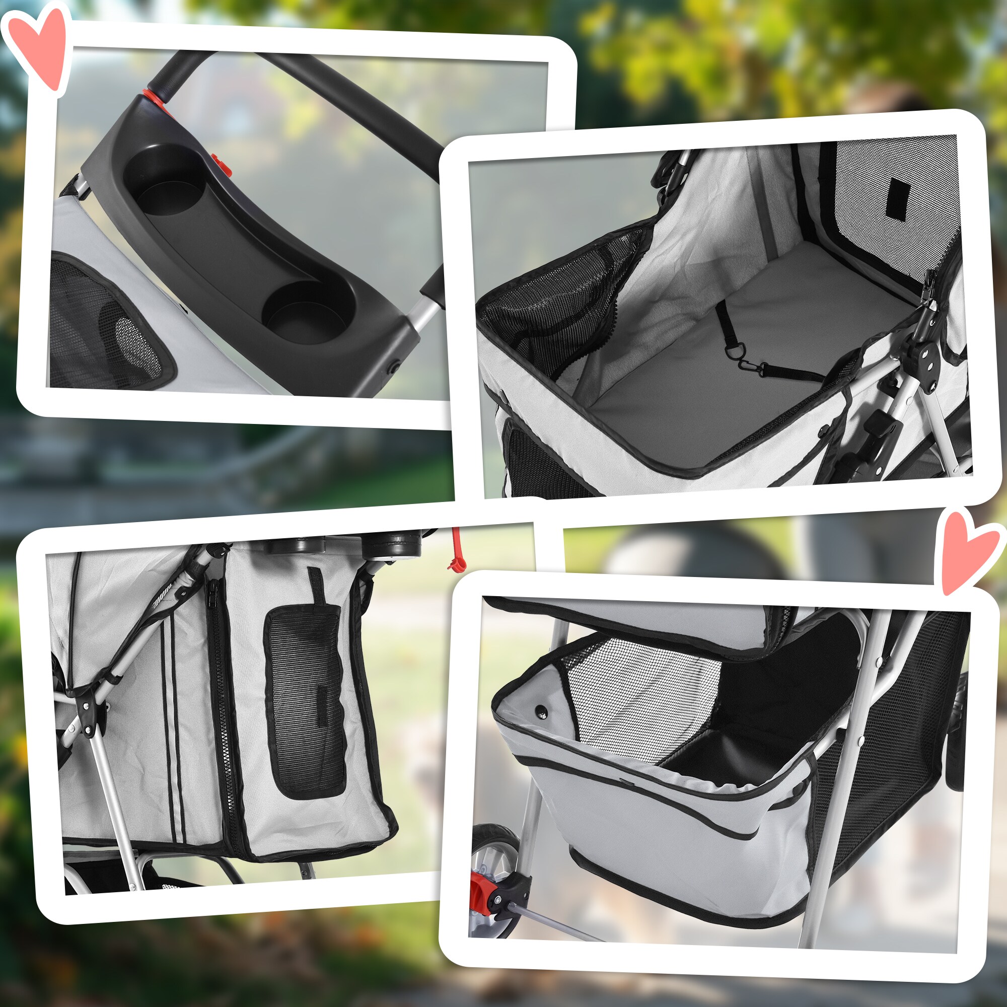 PawHut Hundewagen mit Gitternetz grau, schwarz 75 x 45 x 97 cm (LxBxH)