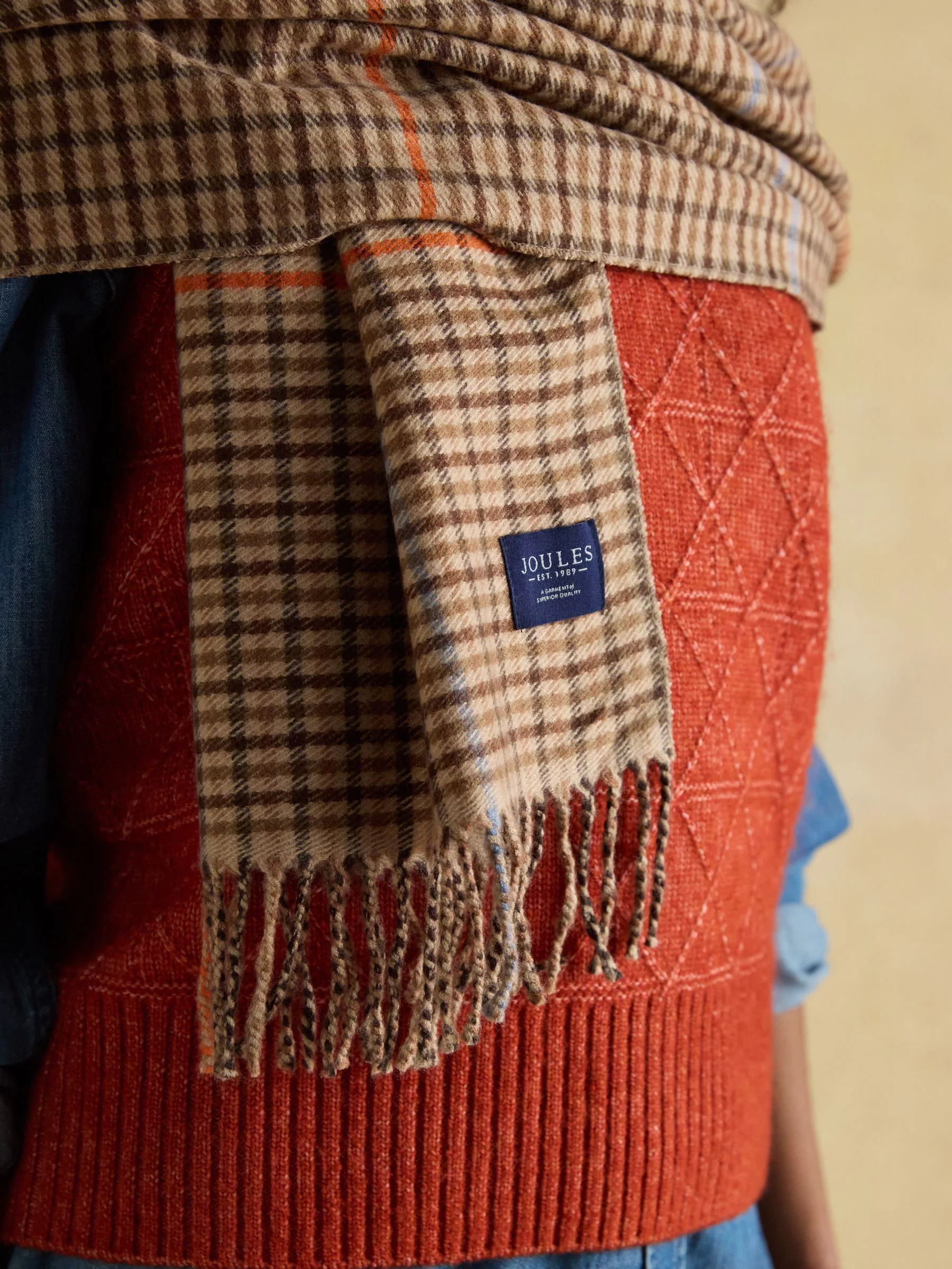 Bruin geruit - Joules Langtree Large Scarf