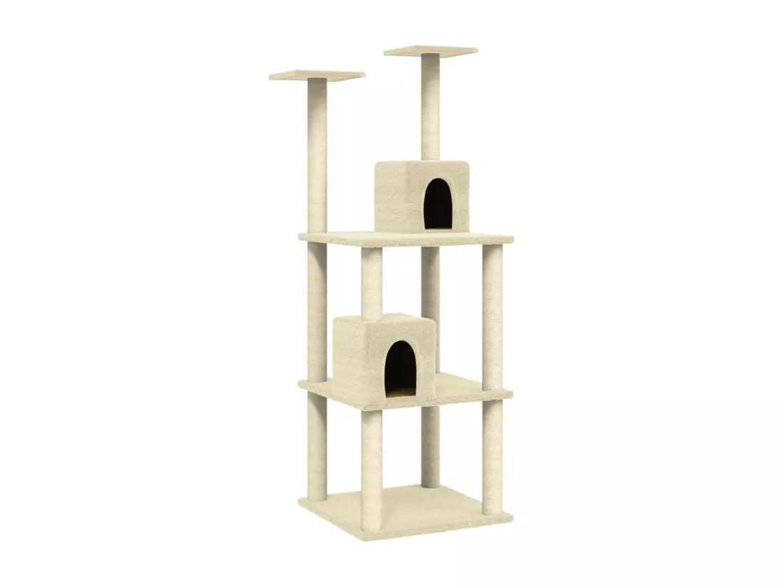 Arbre à chat avec griffoirs en sisal Crème 141 cm