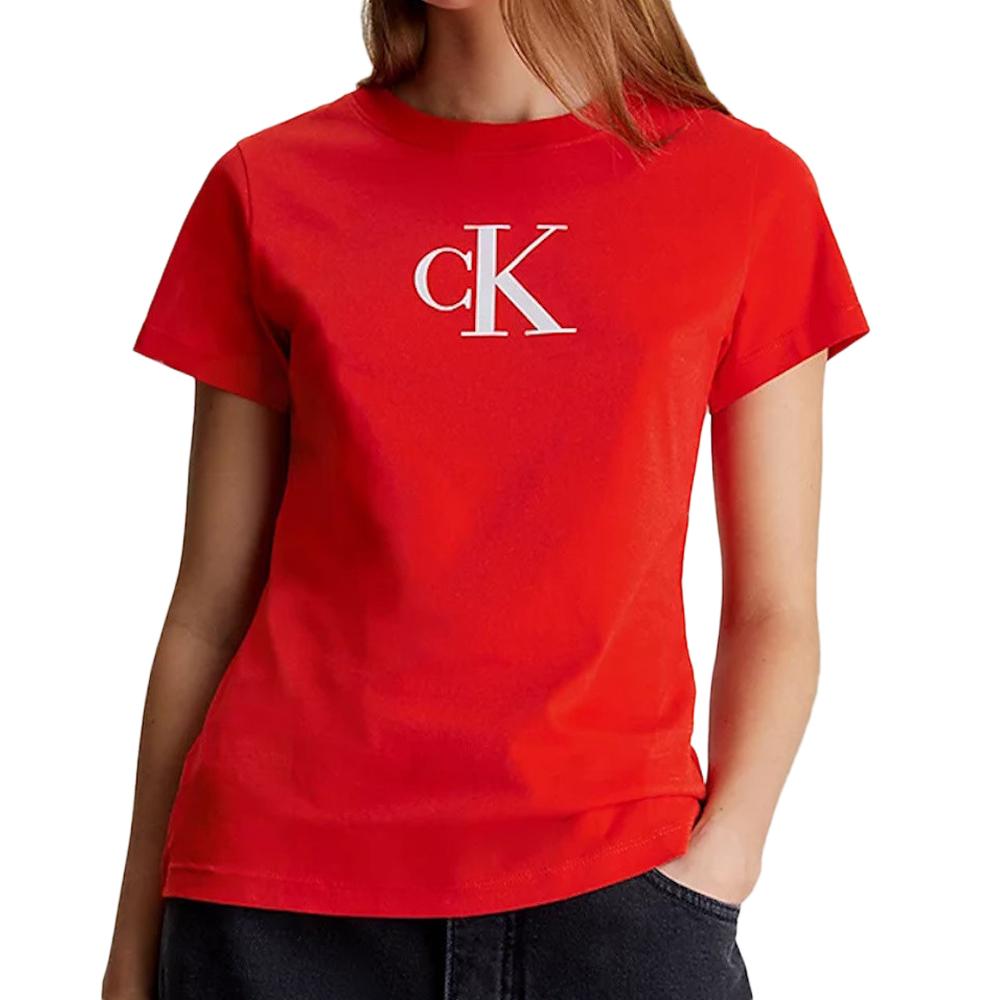 Calvin Klein Jeans T-shirt Rouge Femme Calvin Klein Jeans Satin Ck