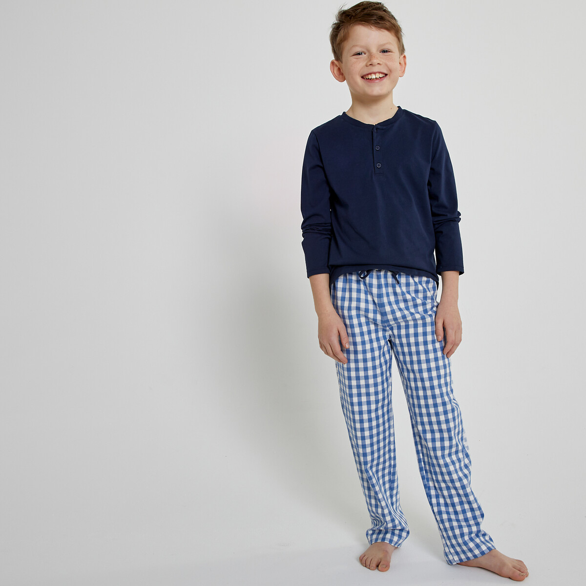 COLEÇÕES LA REDOUTE<br>Pijama de algodão, calças xadrez