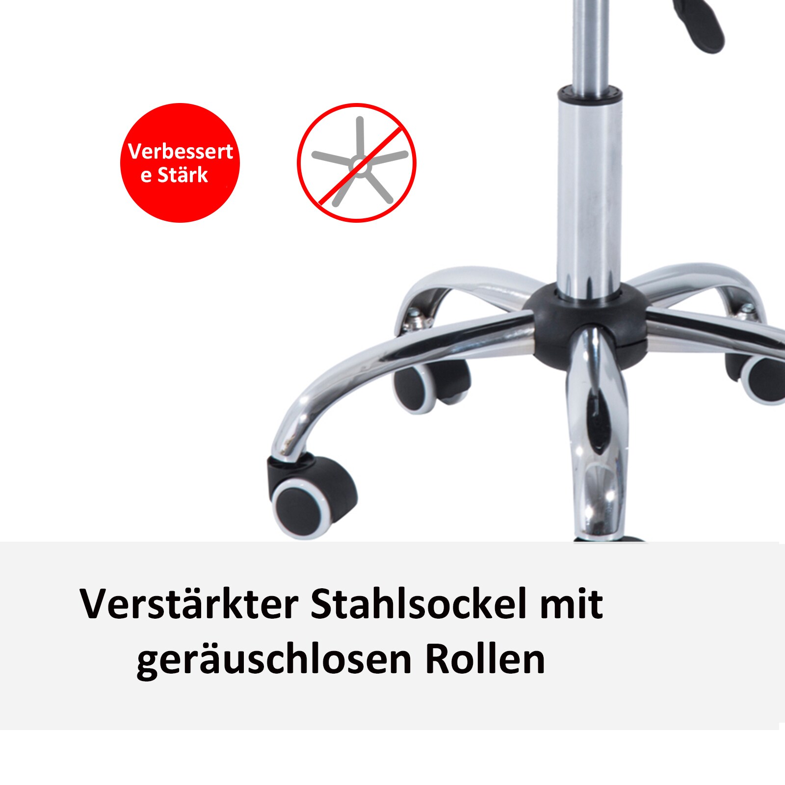 HOMCOM Rollhocker höhenverstellbar schwarz 54 x 50 x (66-78) cm